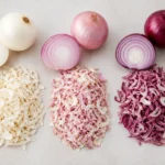 Dehydrated White Pink Red Onion Comparison